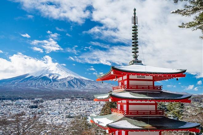 东京出发|富士山网红西湖合掌村.河口湖冬花火温泉一日游