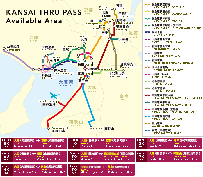 關西周遊卡(KANSAI THRU PASS )2日、3日 (限搭地鐵、巴士)
